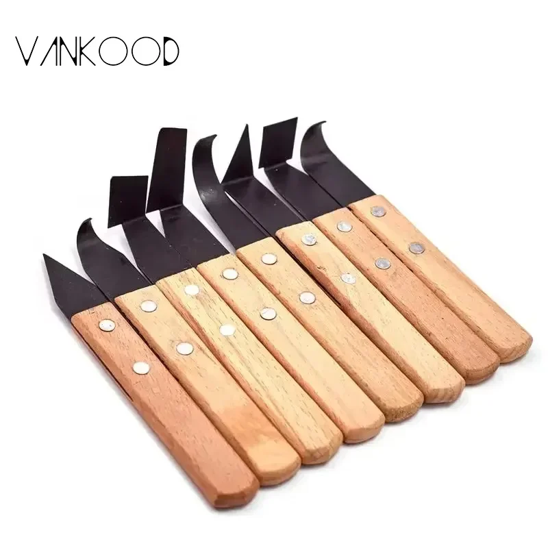 8-Piece Stainless Steel Sculpture Carving Toolset with Comfortable Wooden Handles