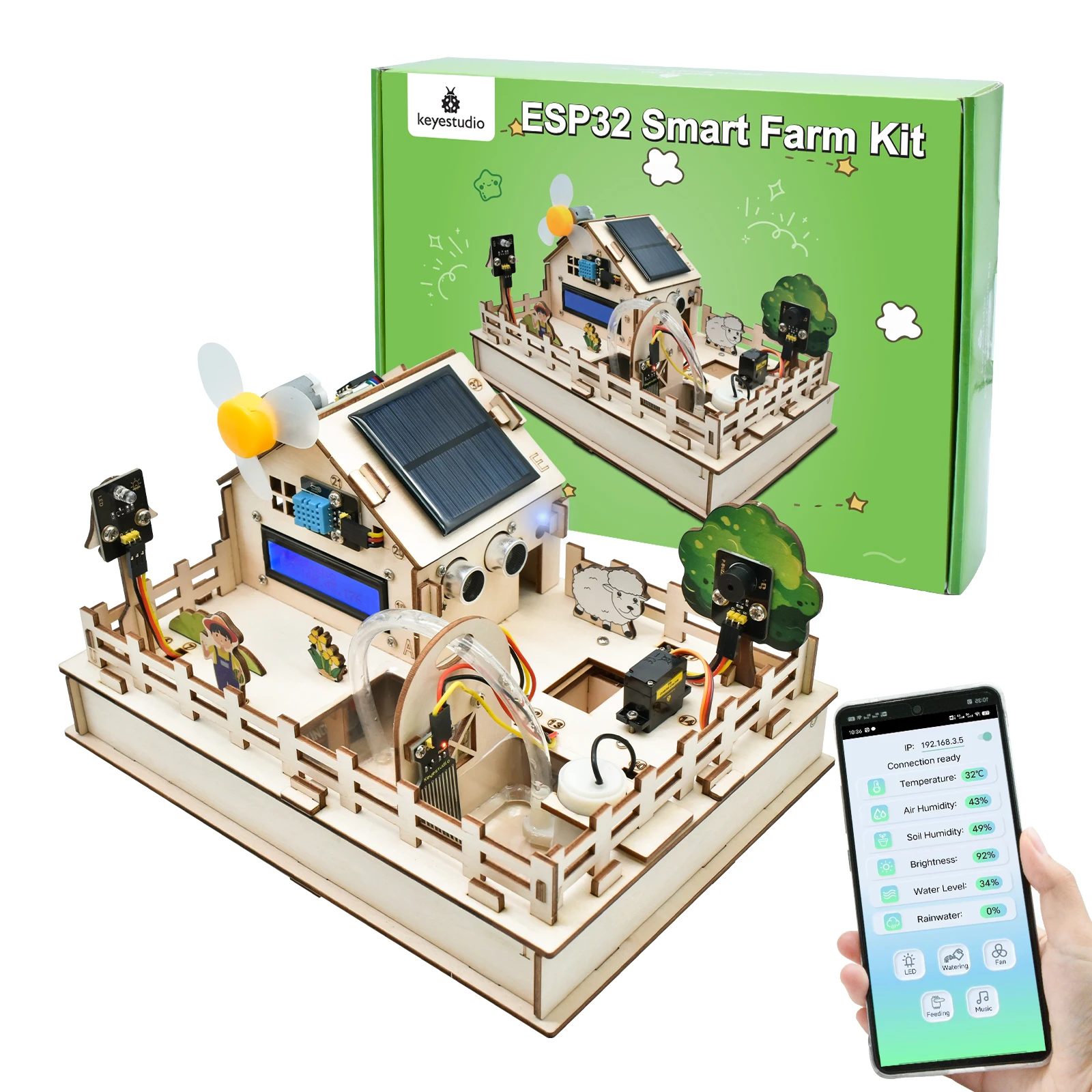 Keyestudio ESP32 Interactive Smart Farm IOT Starter Kit – Arduino and Scratch 3.0 Compatible - DIY HUB