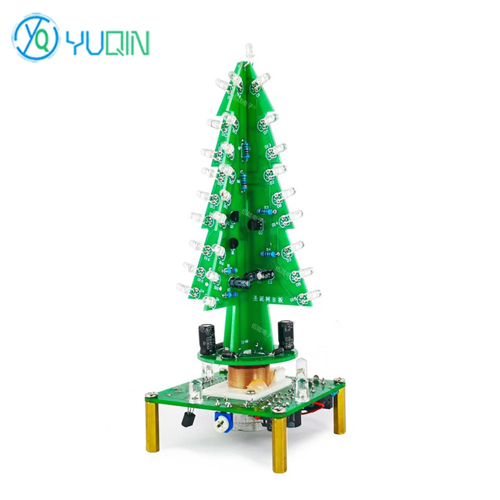 High-quality Magical Three-Dimensional Rotating DIY Christmas Tree with Music and Seven-Colour LED Lights - Circuit Board Welding Kit image 3