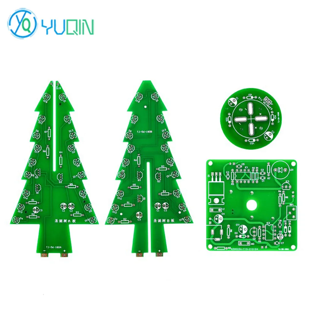 High-quality Magical Three-Dimensional Rotating DIY Christmas Tree with Music and Seven-Colour LED Lights - Circuit Board Welding Kit image 5