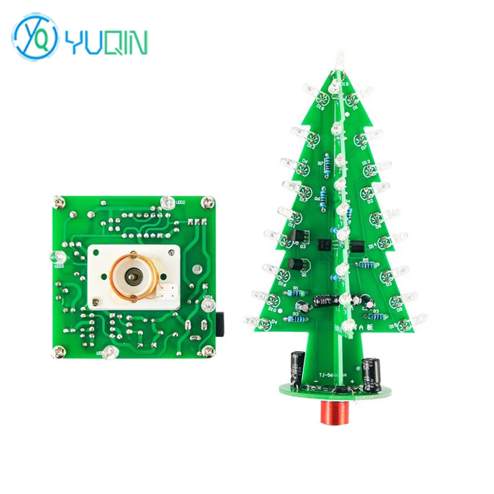 High-quality Magical Three-Dimensional Rotating DIY Christmas Tree with Music and Seven-Colour LED Lights - Circuit Board Welding Kit image 4