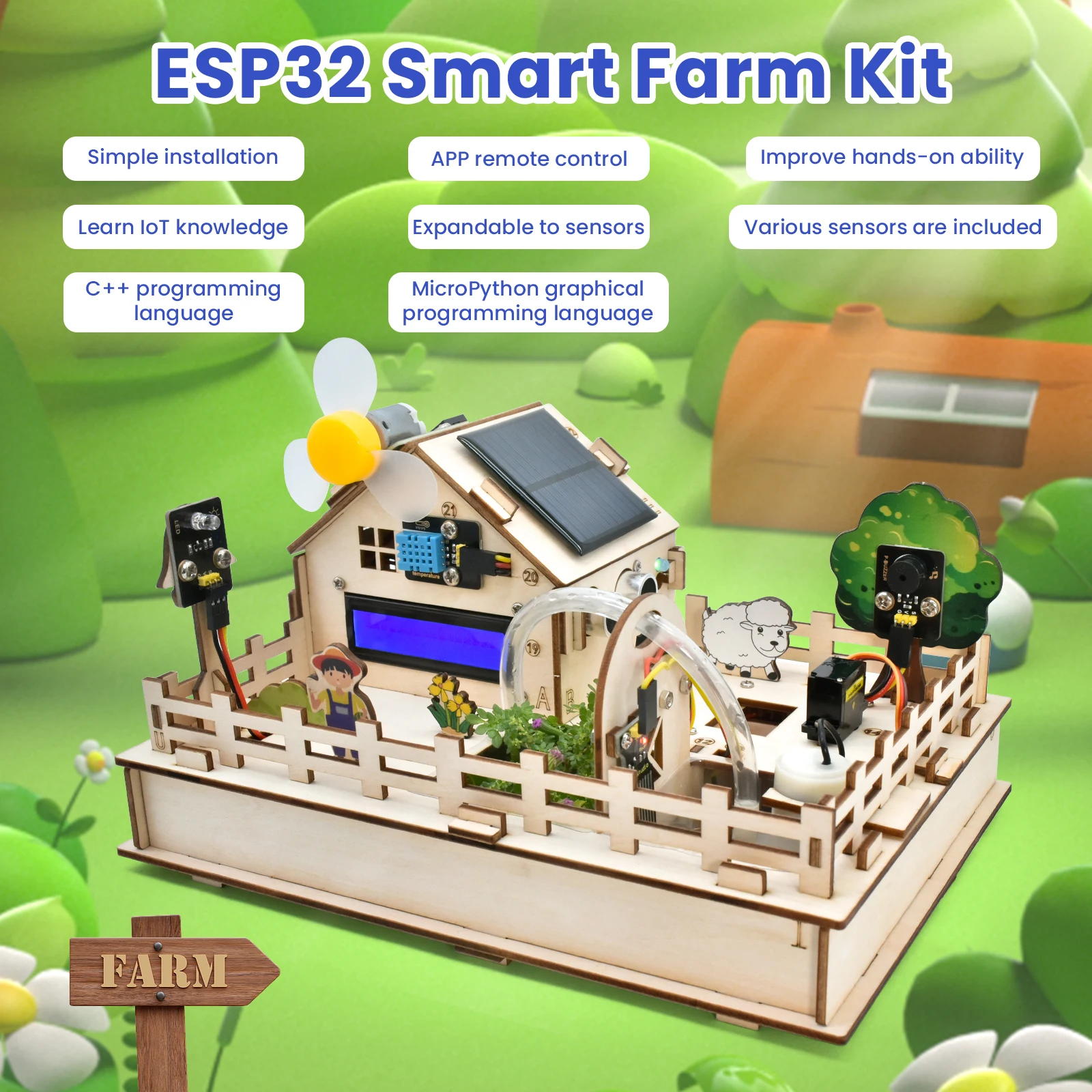 High-quality Keyestudio ESP32 Interactive Smart Farm IOT Starter Kit – Arduino and Scratch 3.0 Compatible image 2