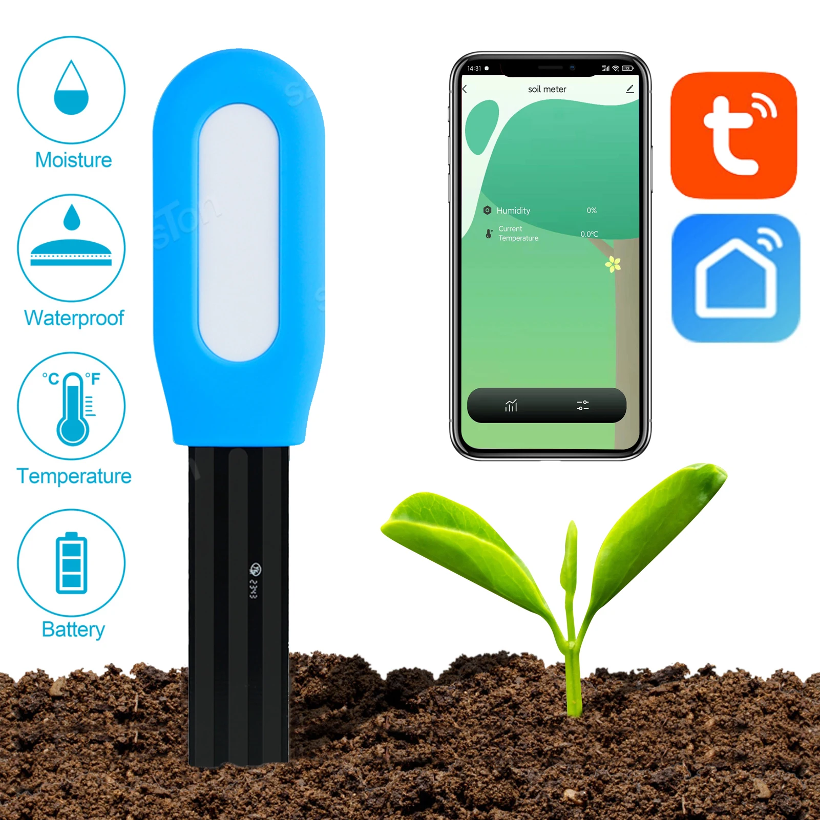 Tuya BT Wireless 2In1 Soil Moisture Meter & Plant Soil Temperature Humidity Monitor - AliExpress 30