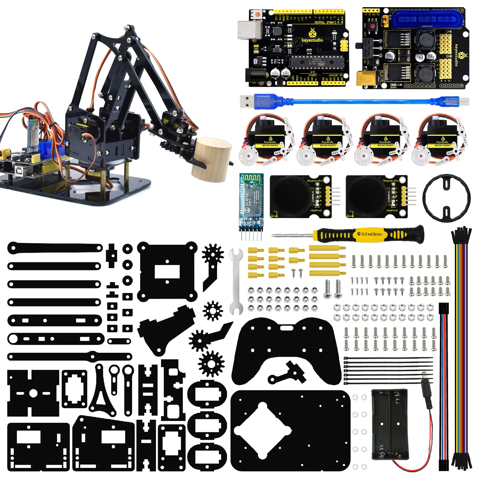 High-quality Keyestudio STEM  4DOF Robot Arm Kit  Mechanical Arm Claw Kit PS2 Control For Arduino Robot Arm Kit DIY Programming Robot image 2